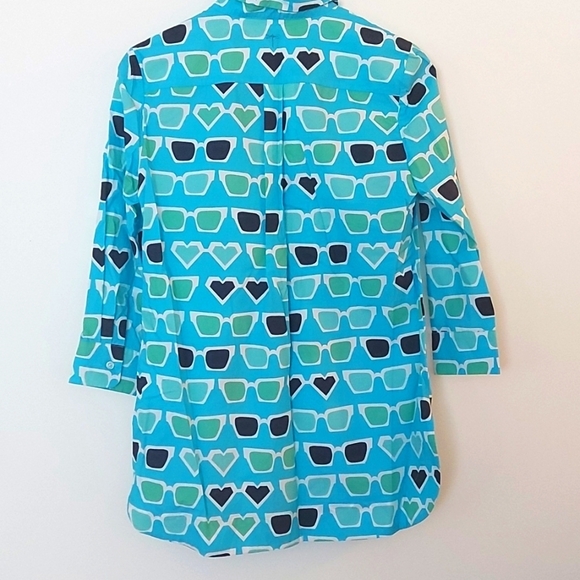 NWT Tyler Boe Novelty Sunglasses Print Popover Tunic Top 100% Cotton Size Small - Picture 2 of 8